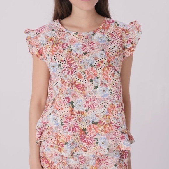 Solitaire Eyelet Floral Cap Ruffle Sleeve and Ruffle Hem - Picture 14 of 14